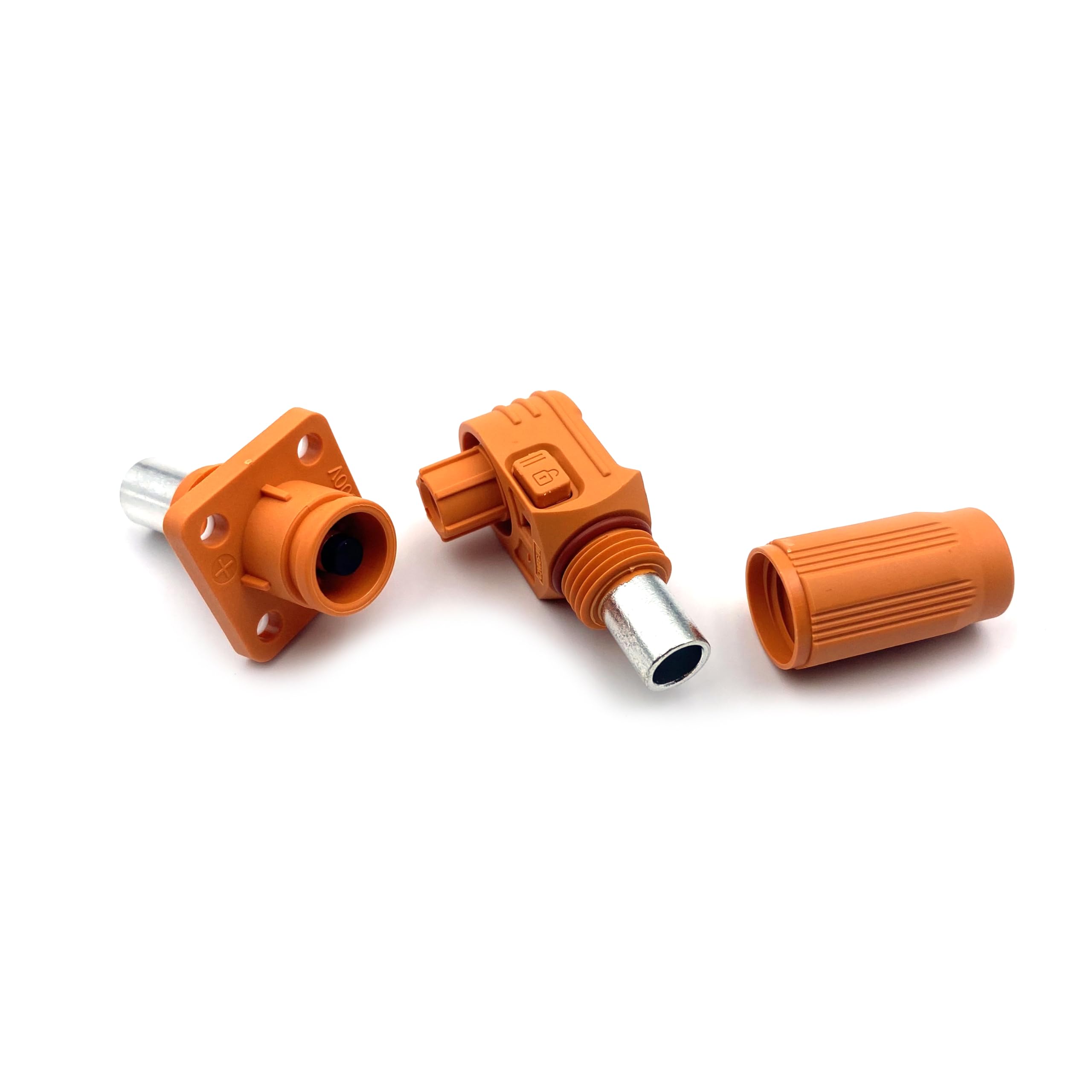 1 juego de conectores de almacenamiento de energía de batería, conectores de alta corriente de 300 A, terminal de enchufe rápido, enchufe de ángulo recto naranja y enchufe IP67, adaptador de corriente