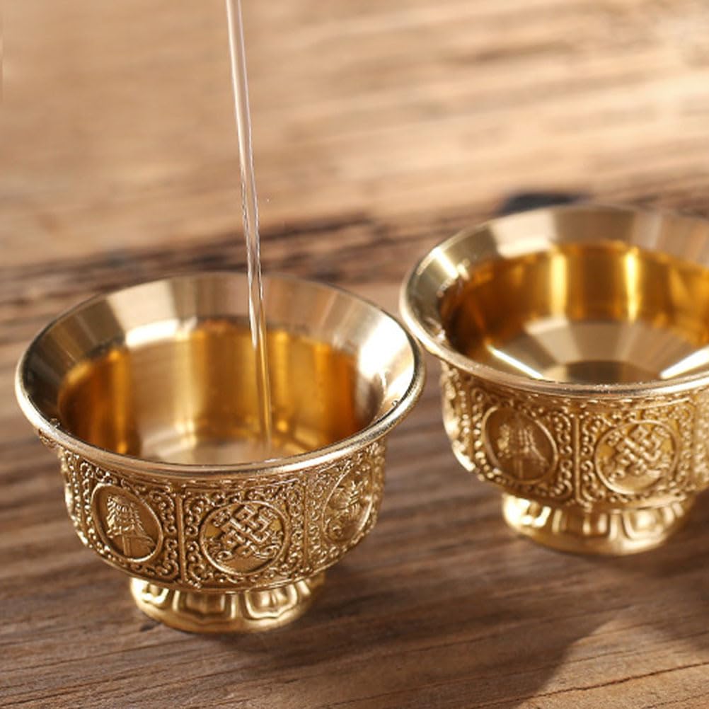 Cabilock Buddista Ciotola Acqua Rame Mini Tazza Acqua Per Offerte Religiose E Accessori Buddista Decorazione Alto Domestico 2.68X2.68X1.65In