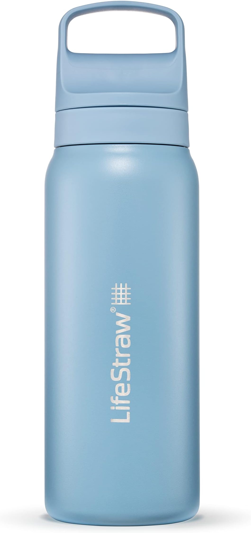 Go Series — Insulated Stainless Steel Water Filter Bottle for Travel and Everyday Use Removes Bacteria, Parasites and Microplastics, Improves Taste, 24oz Icelandic Blue
