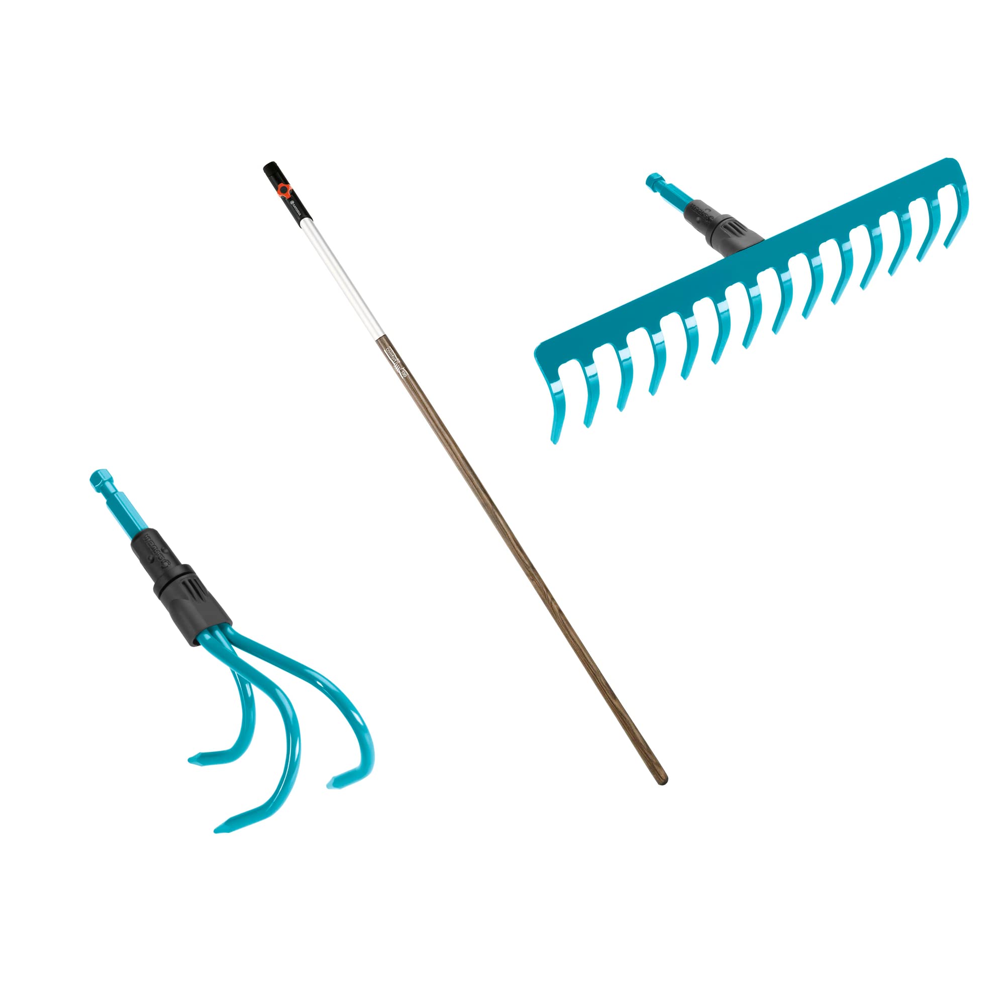 Gardena combisystem soil care set: set consisting of rake, cultivator and 130cm wooden handle, suitable for soil cultivation and weed removal as well as loosening and aerating the soil (17355-60)
