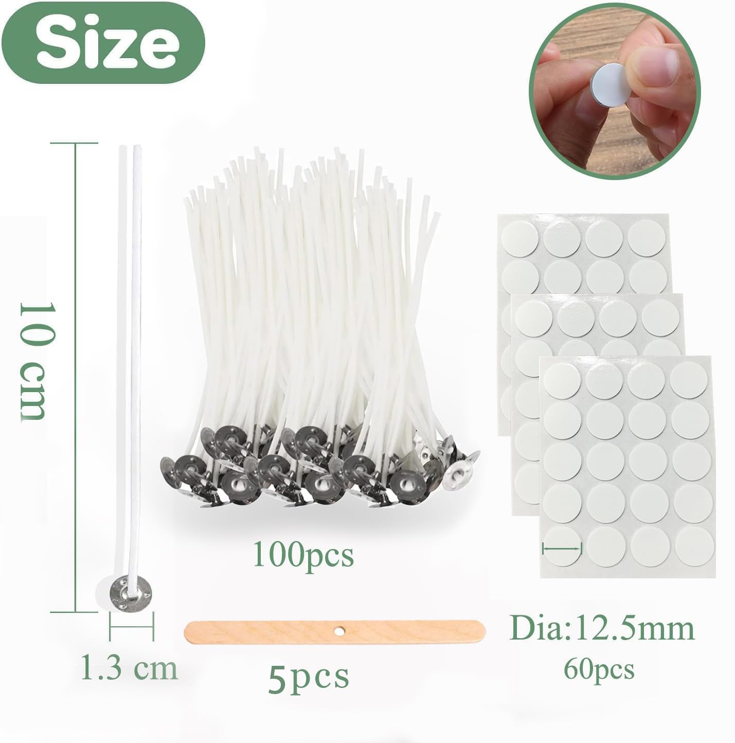100 Mèches De Bougie En Coton Pré-cirées - 61 Mètres Avec Supports Métal Et Stickers - Pour Fabrication Bougies DIY - 7
