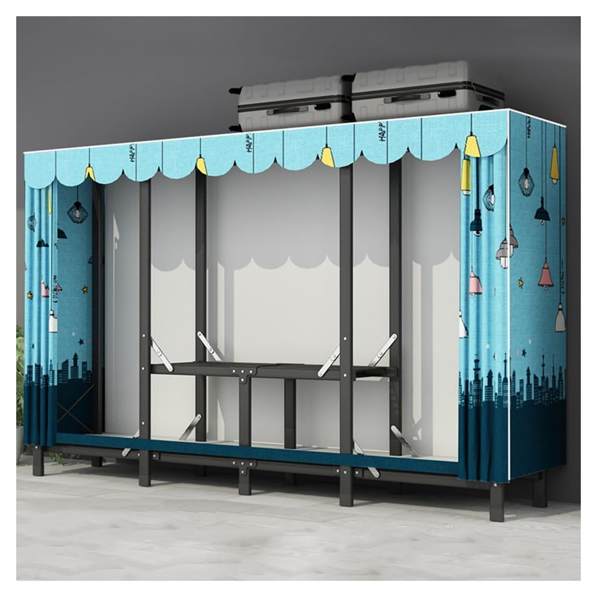 Armoire portative avec penderie et étagères en tissu non tissé couleur B pour chambre