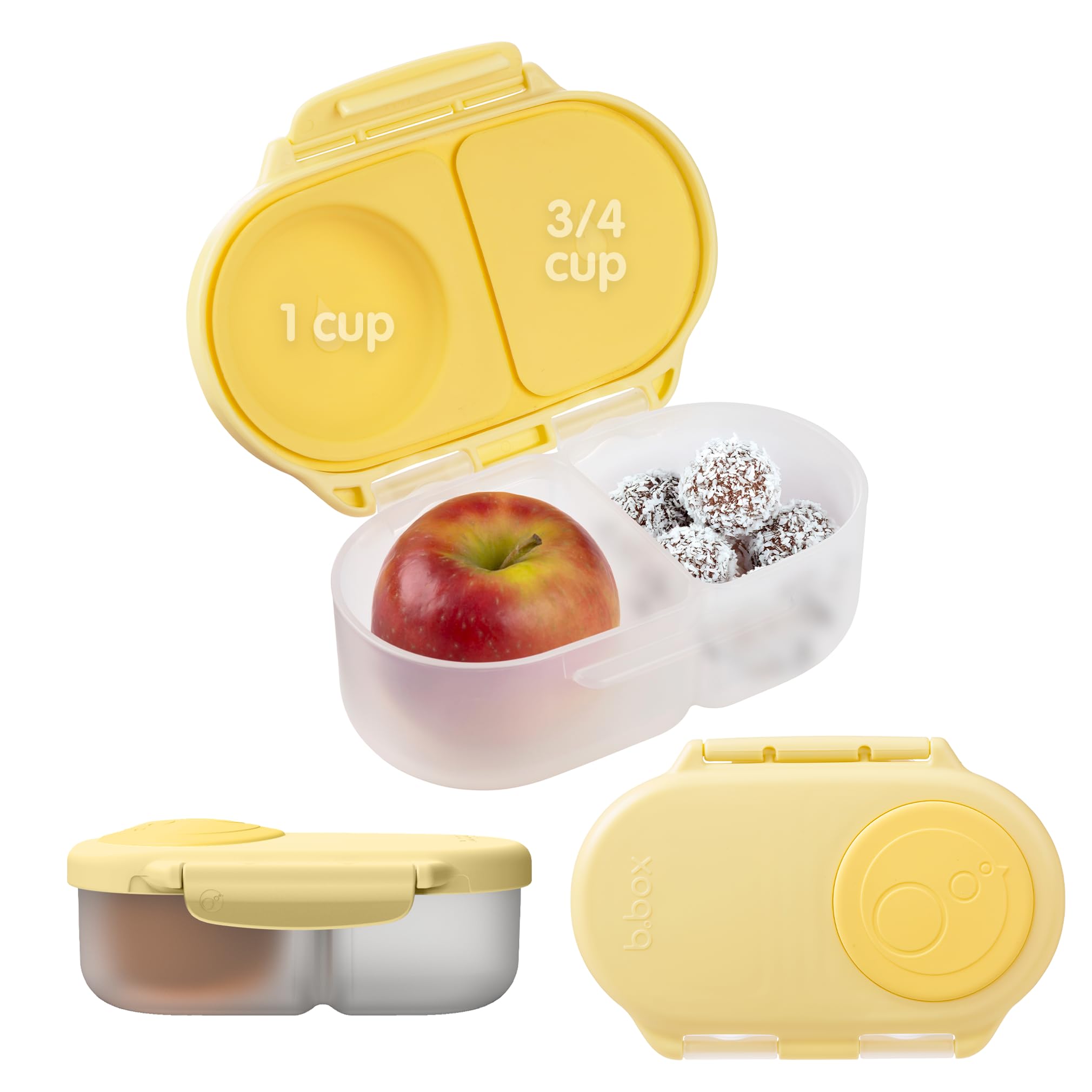 b.box Snackbox | Mini Bento Lunch Box with 2 Leakproof Compartments | Ideal for Toddlers, Kids Lunch & Snacks | Fits Whole Piece of Fruit | BPA Free