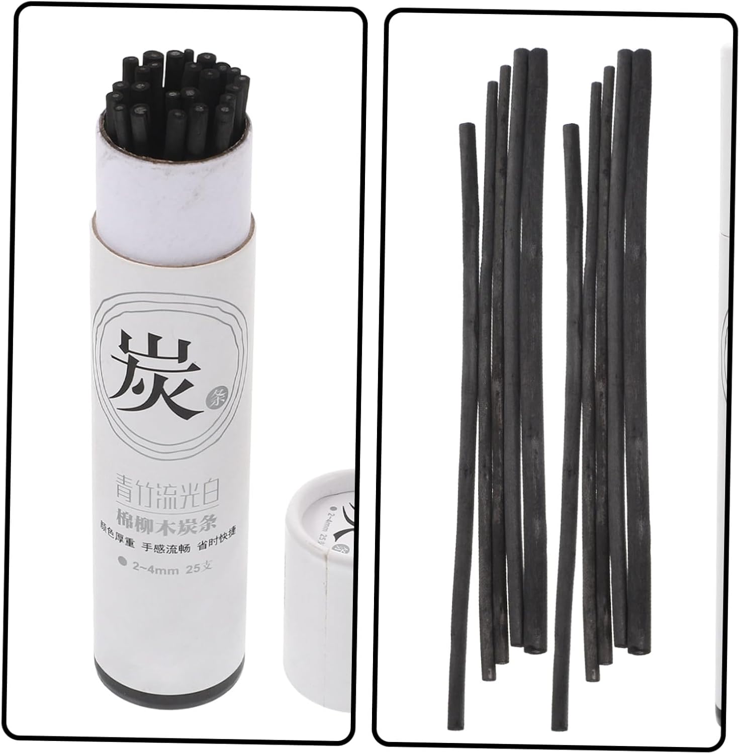 25Pcs Compressed Charcoal Sticks for Painting Willow Sketching Drawing Supplies Hobbyist Art Material for Students and Teens