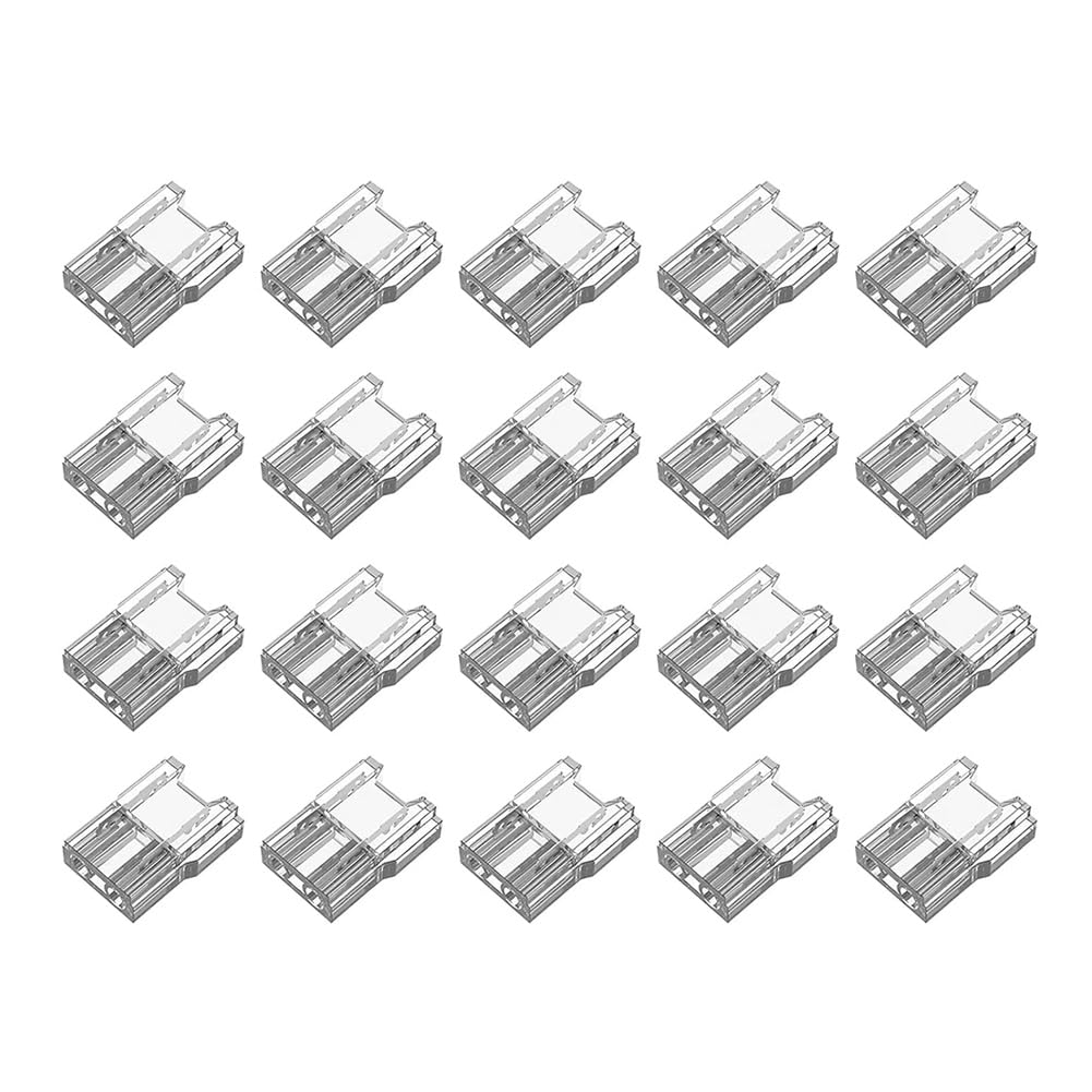 Littimoon LED Light Strip Connectors 20pcs 2Pin Strip to Wires LED Tape Light Connectors,Transparent Solderless No Dark Area