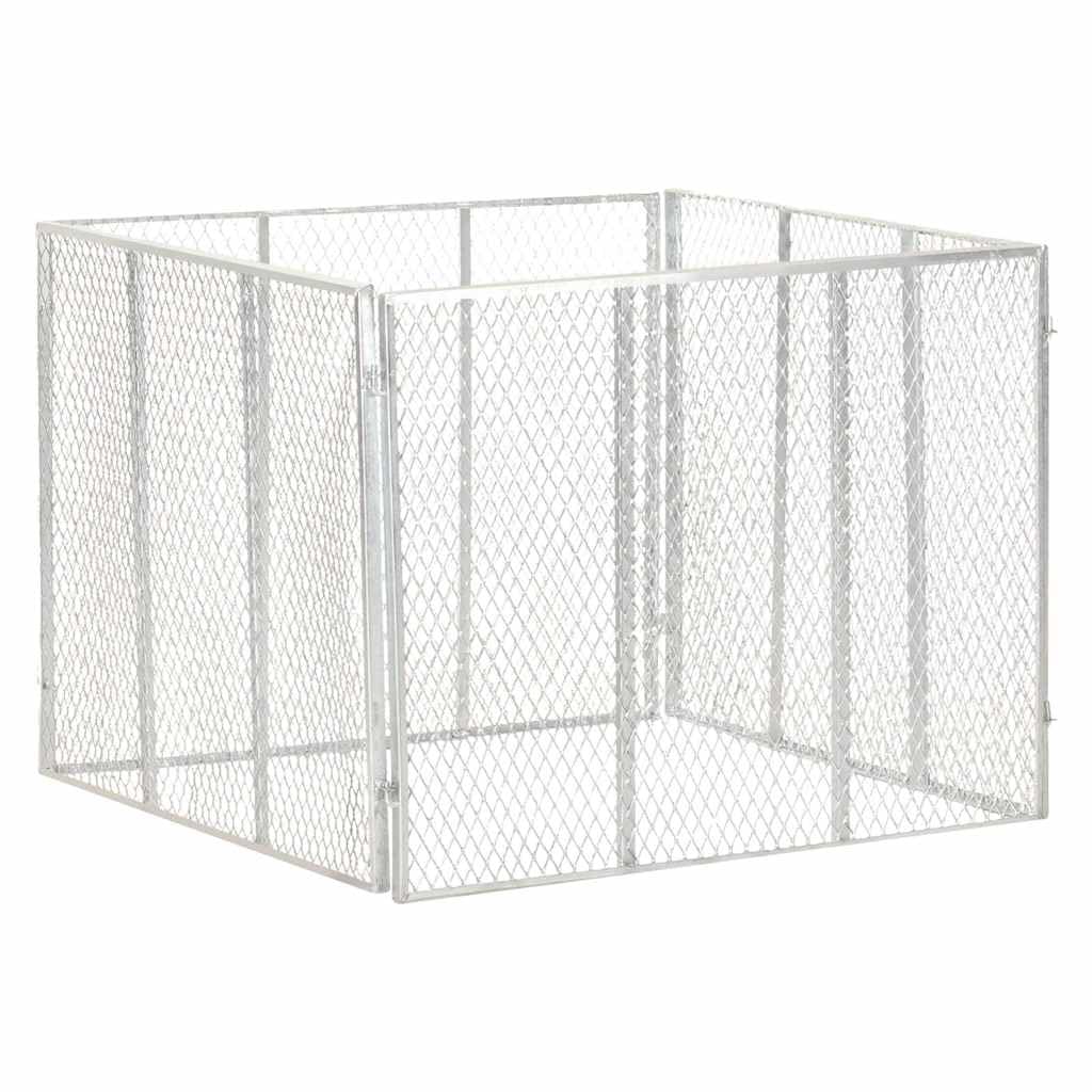 Compostiera da giardino, 100 x 100 x 77 cm, in ferro zincato, robusto contenitore per compost per fogliame e rifiuti da cucina
