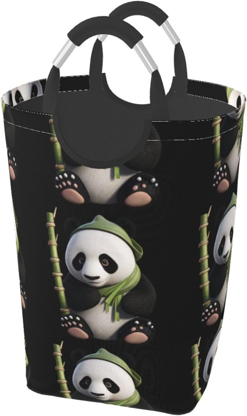 Cute giant panda Foldable storage bag, 50L capacity, suitable for laundry room, dormitory bedroom, dirty clothes storage basket.