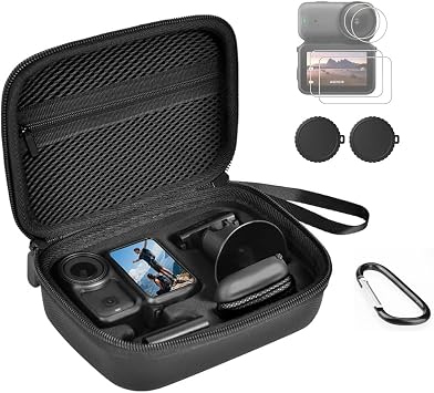 Carrying Case for DJI Osmo Nano, 8 in 1 Osmo Nano Travel case Protective Storage Bag for DJI Osmo Nano Standard Combo Including 2 Silicone Lens Caps, 4-Pack Lens Screen Protectors