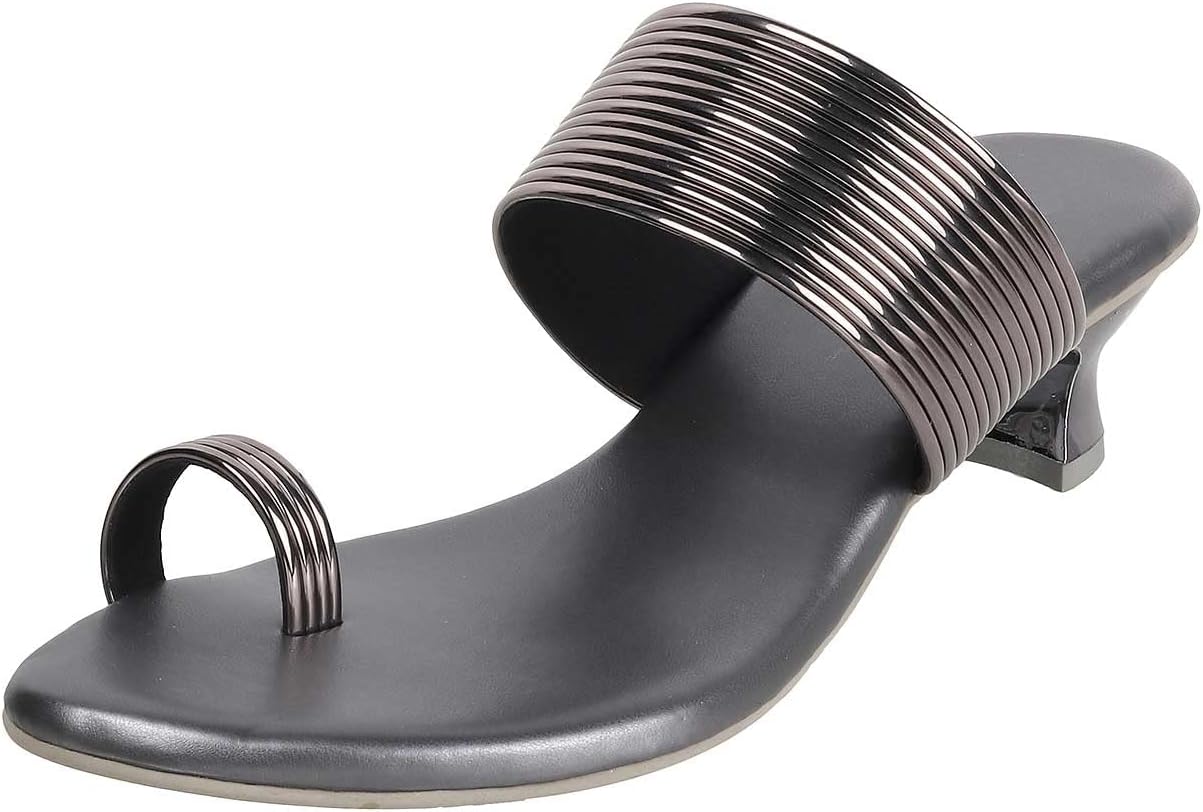 MetroWomen's Fashion Kitten Heel Slip-on Sandals