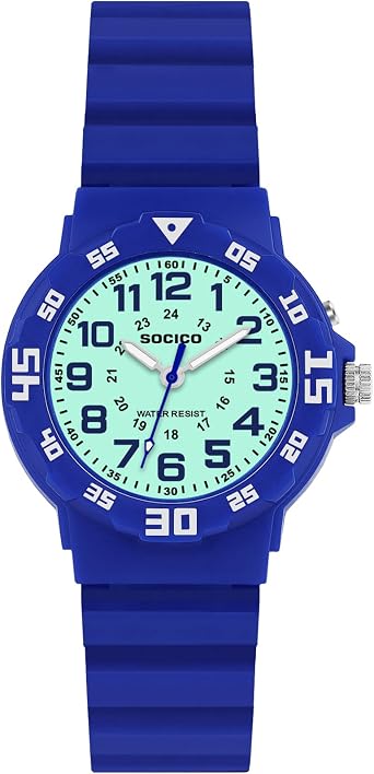 SOCICO - Boys Girls Analog Watch Waterproof Soft Band Light Up Learning Time Wrist Watch Easy to Read for Kids Great Gift