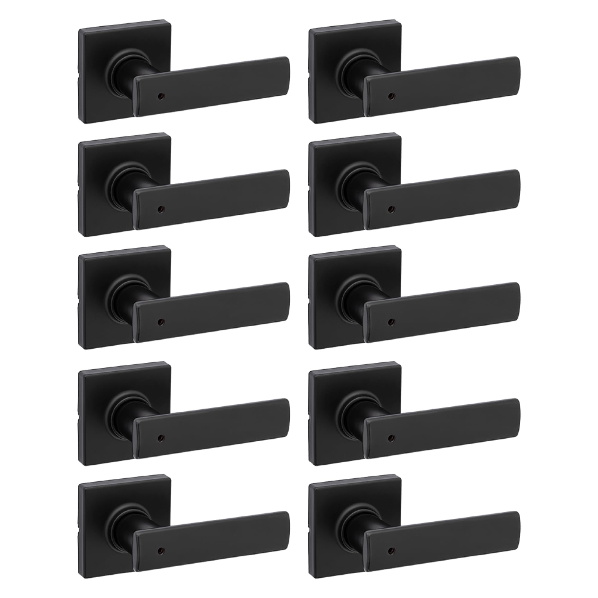 Poignées de porte noir mat Kwikset Breton lot de 10 boutons