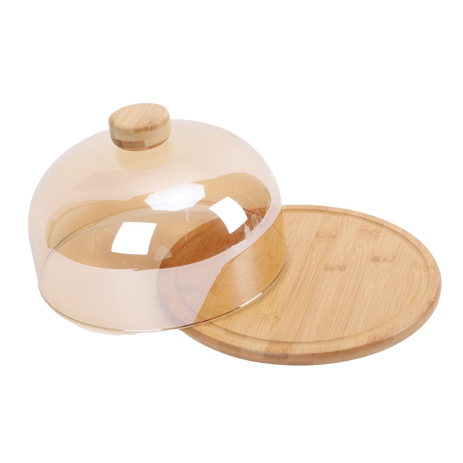 HEEPDD Alzata per Torta in Legno con Cupola in Vetro per Dessert con Coperchio Nan per Torte Dessert Frutta Snack Pasticceria Antipasti Prodotti da Forno (ambra)
