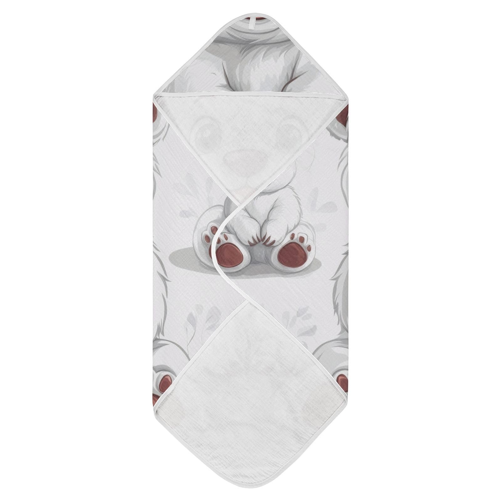 PaChyLuu Cute Polar Bear Baby Hooded Towel Soft Cotton Baby Towels Ultra Absorbent Bath Towel for Babies Boys Girls, 35x35 Inch