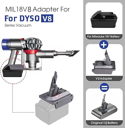 Miniatura 2 de EID Adaptador V8 Uso para Dyson V8, para Milwaukee M18 18V Batería Funciona para Dyson V8 Animal V8 Absolute V8 Fluffy V8 Motorhead V8 Aspiradora