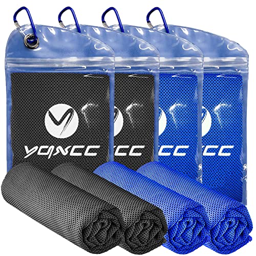 Image of YQXCC 4 Pack Cooling Towels (47 inchx12 inch), Ice Cool Towels for Neck & Face | Soft Breathable Microfiber, Instant Cooling Neck Wraps, Ideal for Yoga, Golf, Gym, Running, Camping & Hot Weather