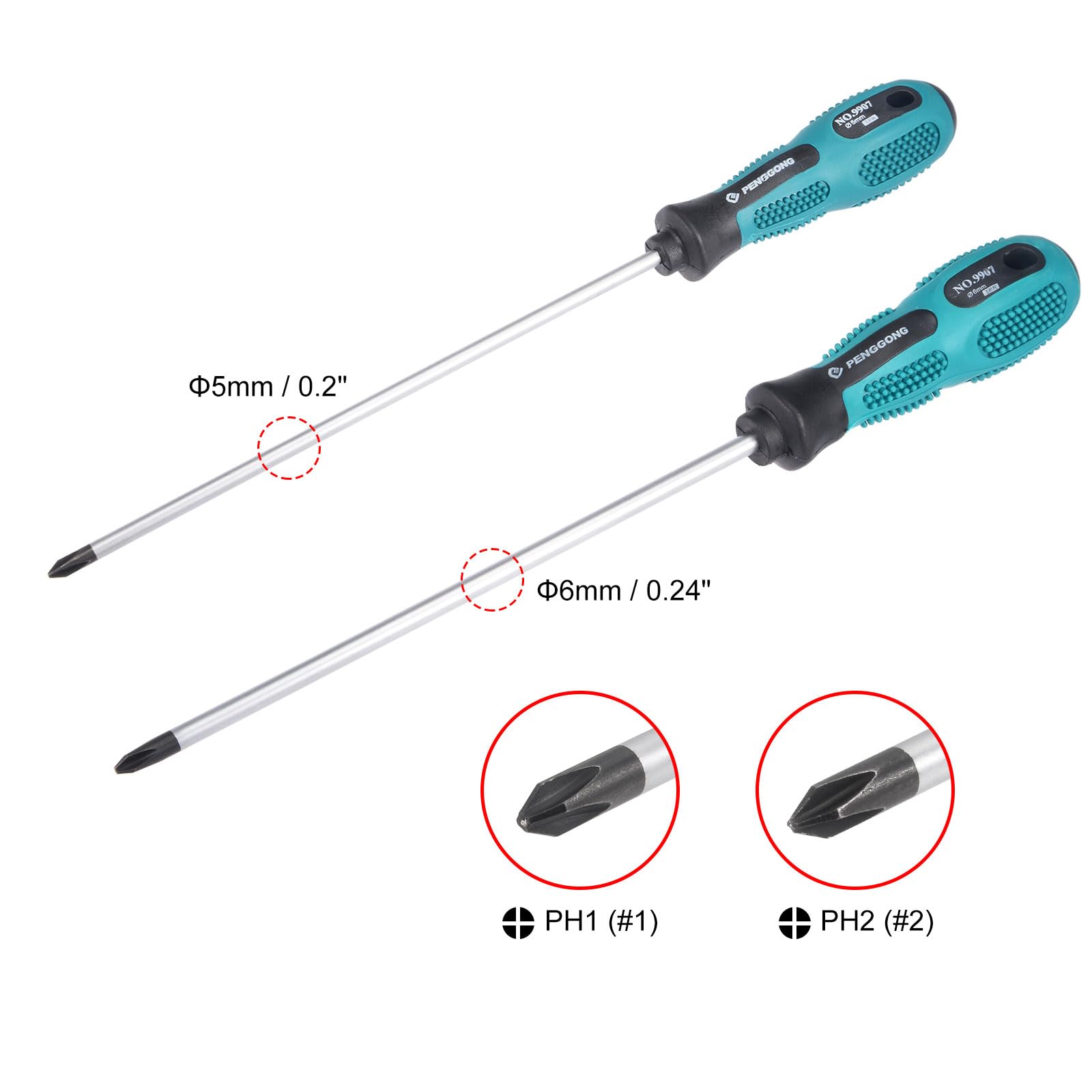 uxcell Phillips Screwdriver Set, PH1 & PH2 Magnetic Cross Screw