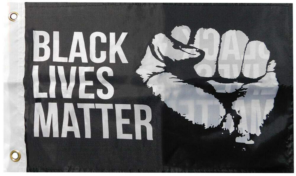 American Wholesale Superstore Black Lives Matter Fist Black Double Sided Rough Tex 68D Nylon 12
