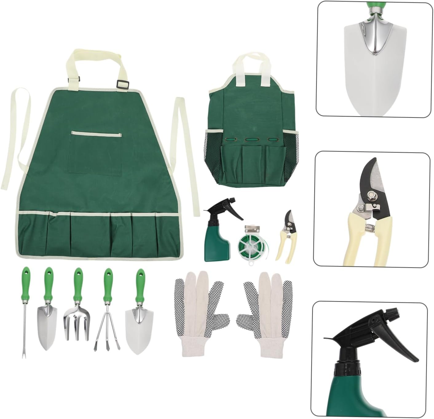 11Pcs Stainless Steel Gardening Tool Set with Plastic Handles Portable Hand Shovel Rake and Garden Apron with Storage Bag for Succulent Planting and Outdoor Plant Care