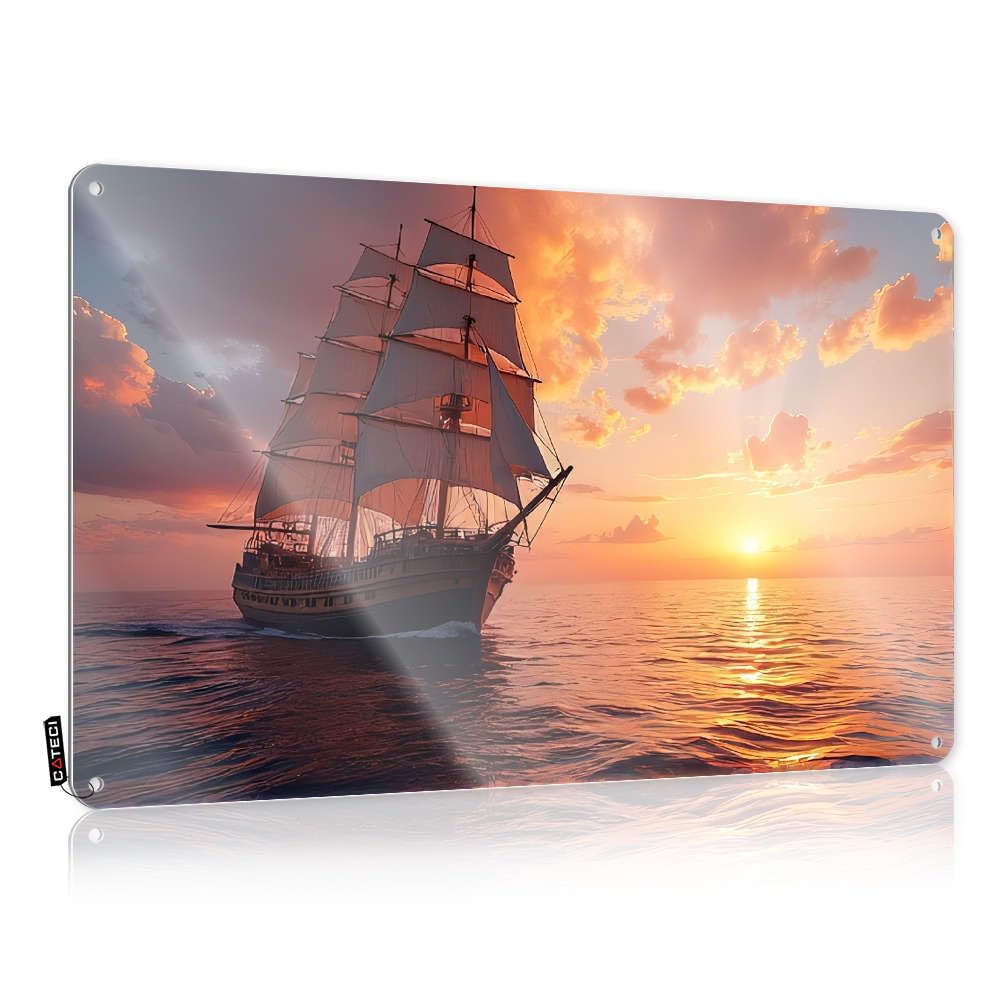 Aesthetic Funny Wall Art, Tapestry Birthday Gift Sailing Ship At Sunset | Farmhouse Camper Decor(30X40CM)