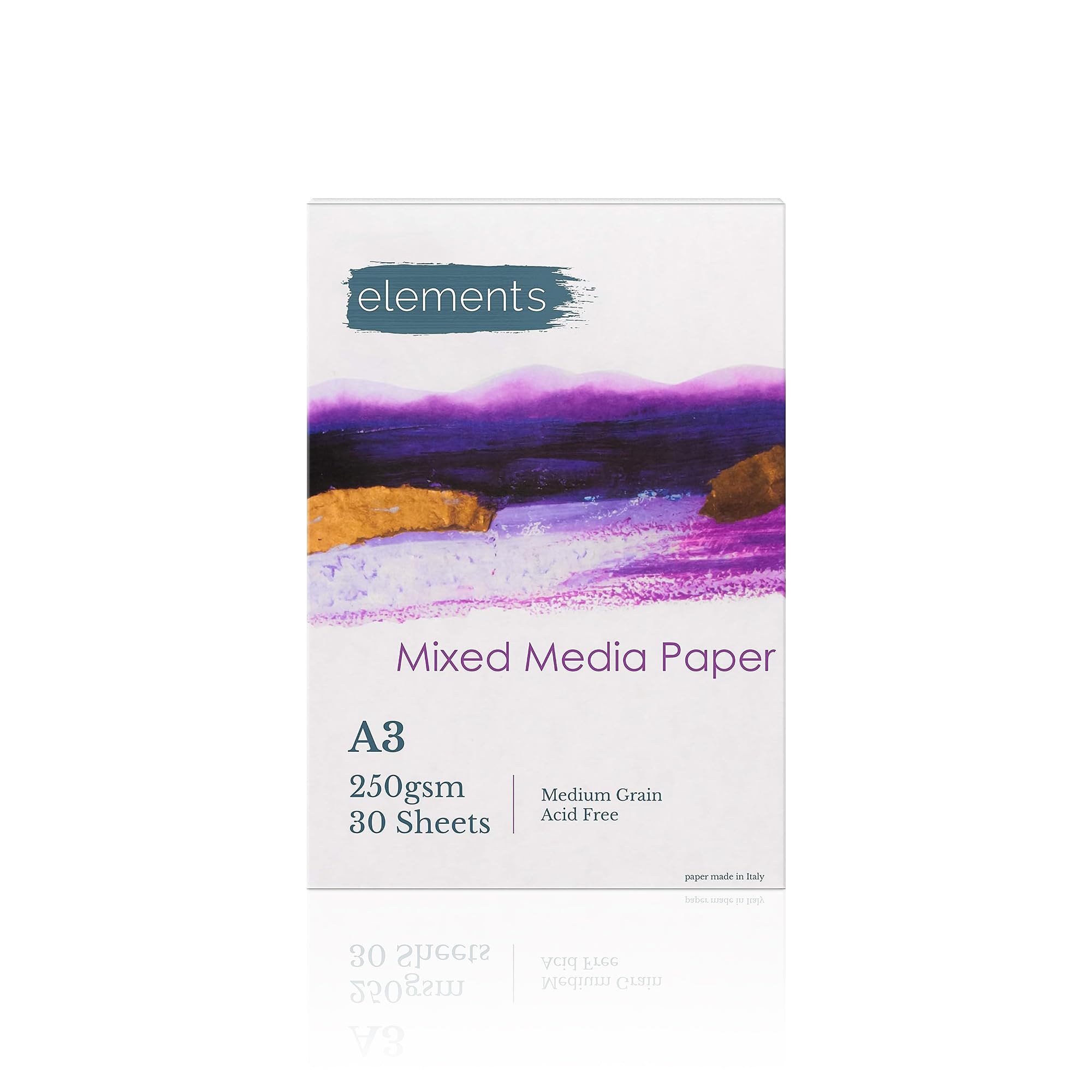 Elements A3 All Media Artist Pad – Glue Bound, 250gsm Cold Pressed, 30 Acid-Free Sheets Painting Paper, Mixed Media Sketchbook Drawing & Sketching