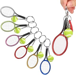 Chaveiro de Raquete de Tênis de Simulação de 6 Peças, Decoração para Pendurar Em Bolsa, Imitar Tênis e Forma de Raquete, Adicionar Uma Sensação de Esportividade e Moda
