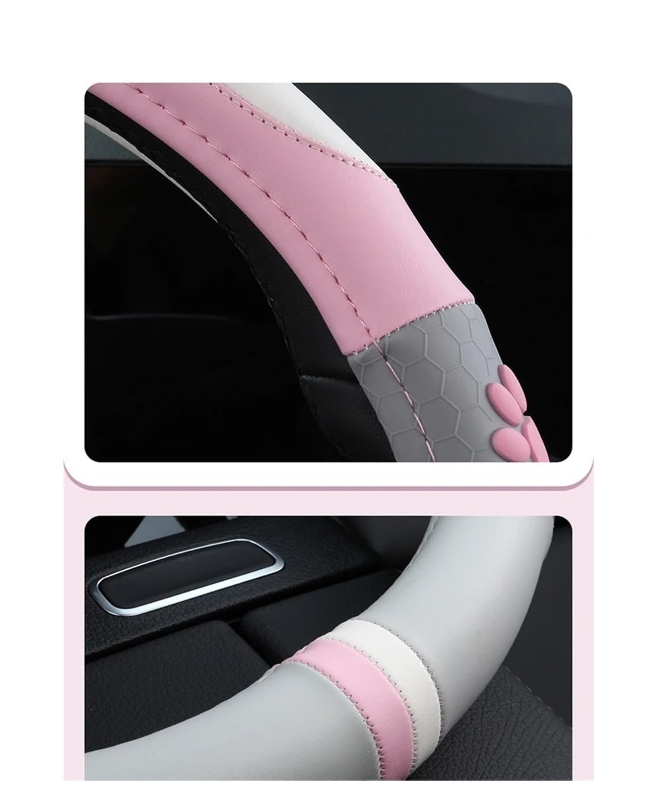 Funda para Volante Funda Universal para Volante De Coche De 38 Cm con Diseño De Garras De Gato, De Piel, Color Rosa Protector Volante(O Gray)