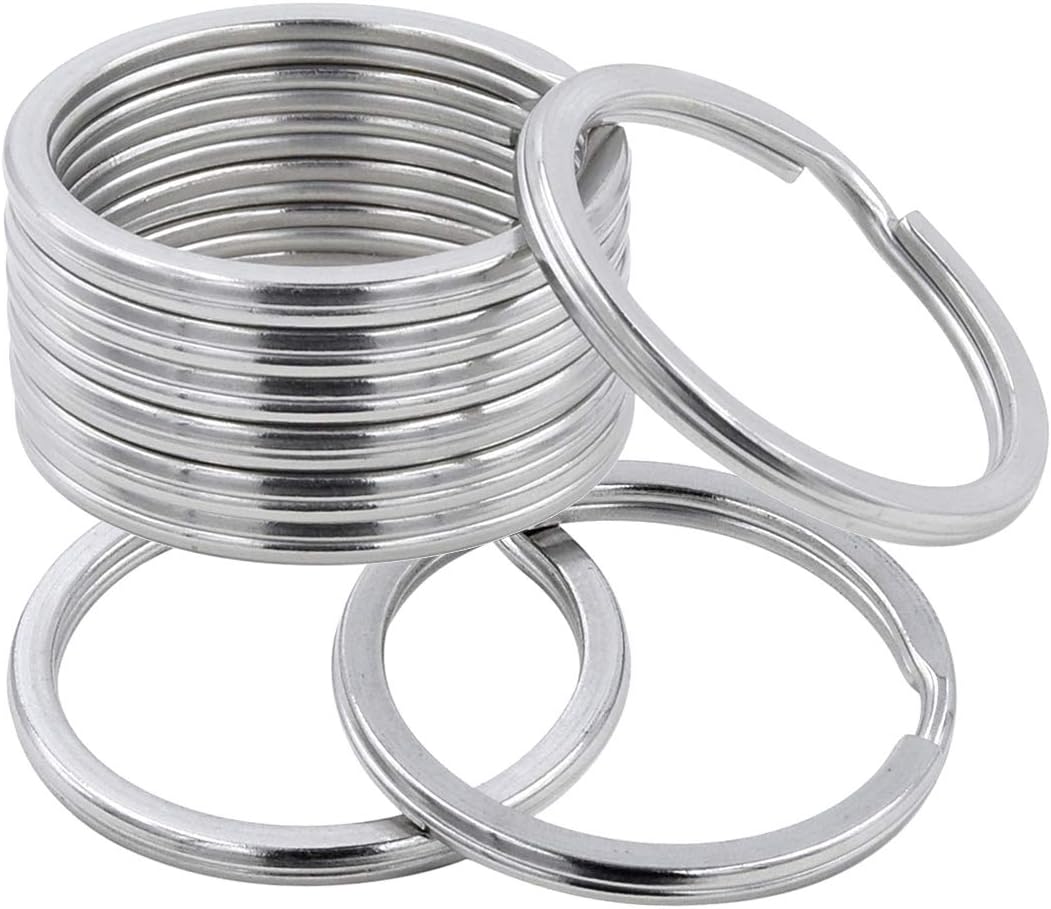 Key Rings, 304 Stainless Steel Round Flat Split Keychain Ring for Car Keys Organization DIY Attachment - Bulk Pack of 50 PCS, 1.26inch/32mm. (50)