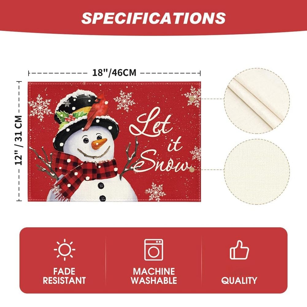 Weihnachts-Tischsets Set Mit 6 Motiven – Wasserdicht, Leicht Zu Reinigen, 32.5x41.5 Cm