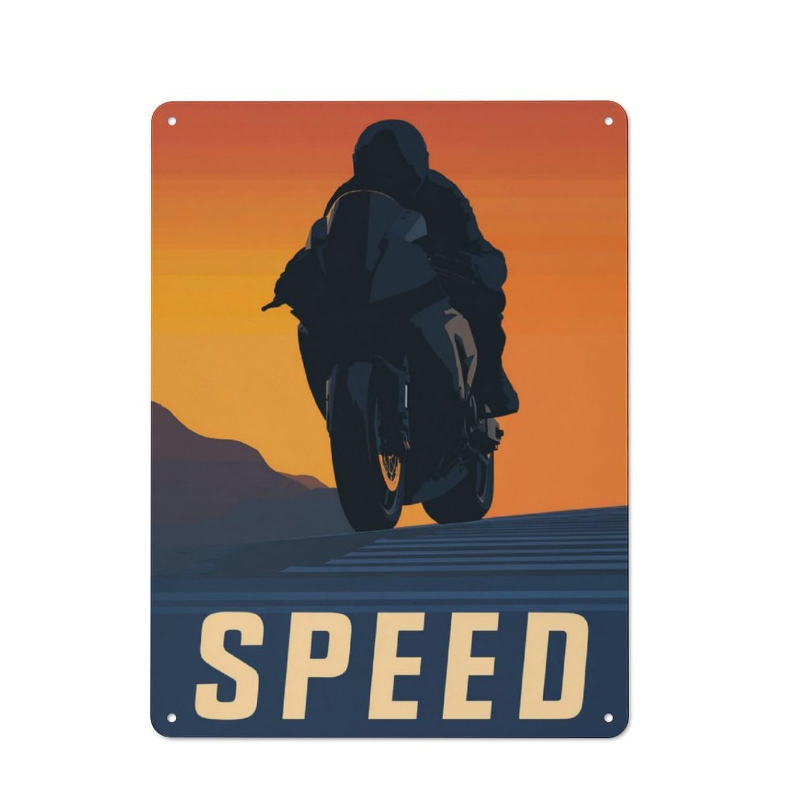 Junmoney Ride Into Speed Rustic Tin Sign 40X30cm For Living Room Or Hallway, Suited To Living Room Decor Lovers