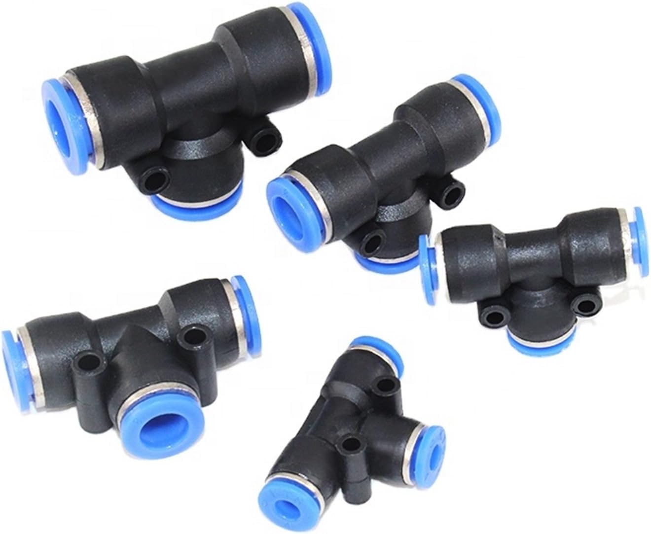 T-Type PE Diameter Three-Way Joint Hose Plastic Butt Quick Quick Connector Pneumatic Tracheal Joint 10Pcs(PE12)