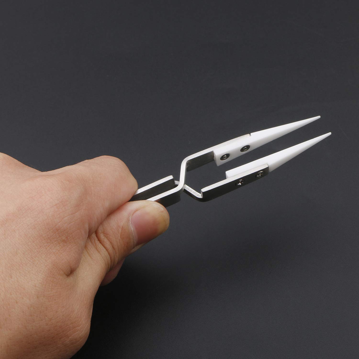 Stainless Steel / Ceramic Tweezers - Pointed White Tips