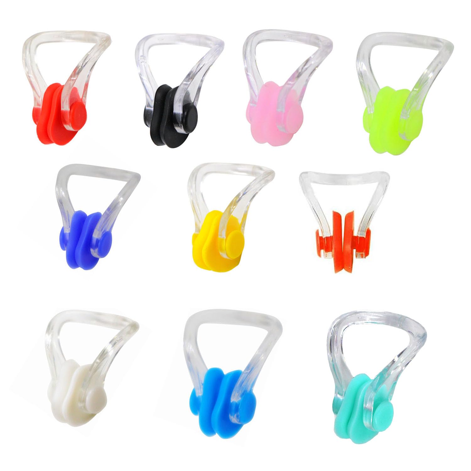 Tinkber 10 Pack Silicone Nose Protectors, Waterproof Swimming Nose Clips for Kids Adults, Comfortable Anti-Leak Gear for Snorkeling Freediving, Soft Secure Fit for Beginners Professional Swimmers