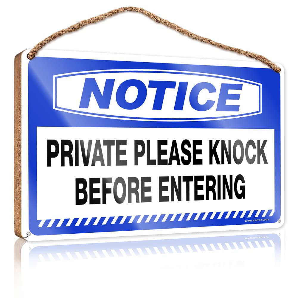 YYHLEH Hanging Plaque Wooden Notice Private Please Knock Before Entering Wooden Sign Bathroom Wood Sign Outdoor Patio Decor(23X35CM)