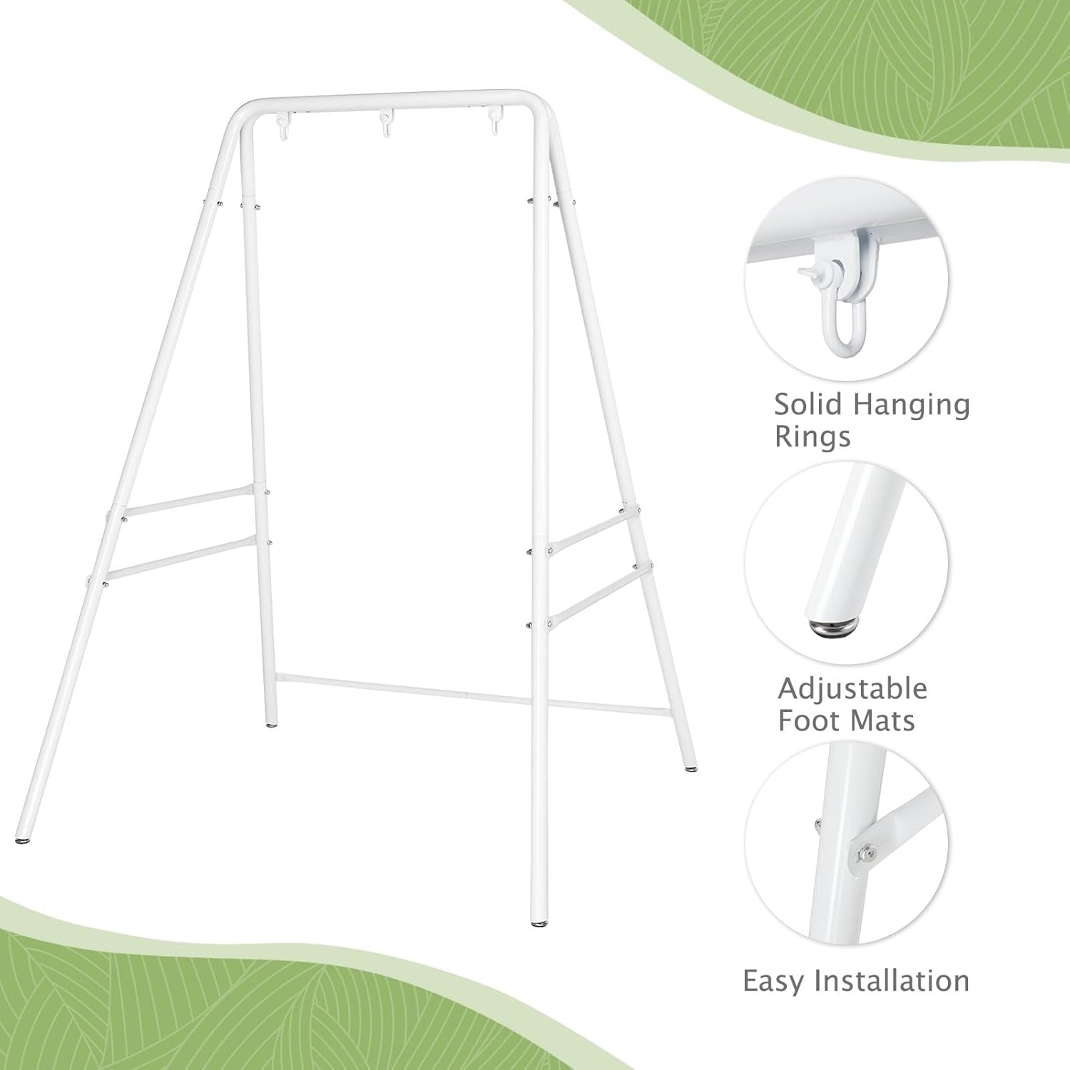 Sturdy Hammock Stand Only - Heavy Duty Frame, Max Stability Iron Frame for Relaxing, 25 LBS Lightweight Yet Strong, 30.31" Top Width, Fits Standard Hammock Chairs, Easy to Move & Store, White