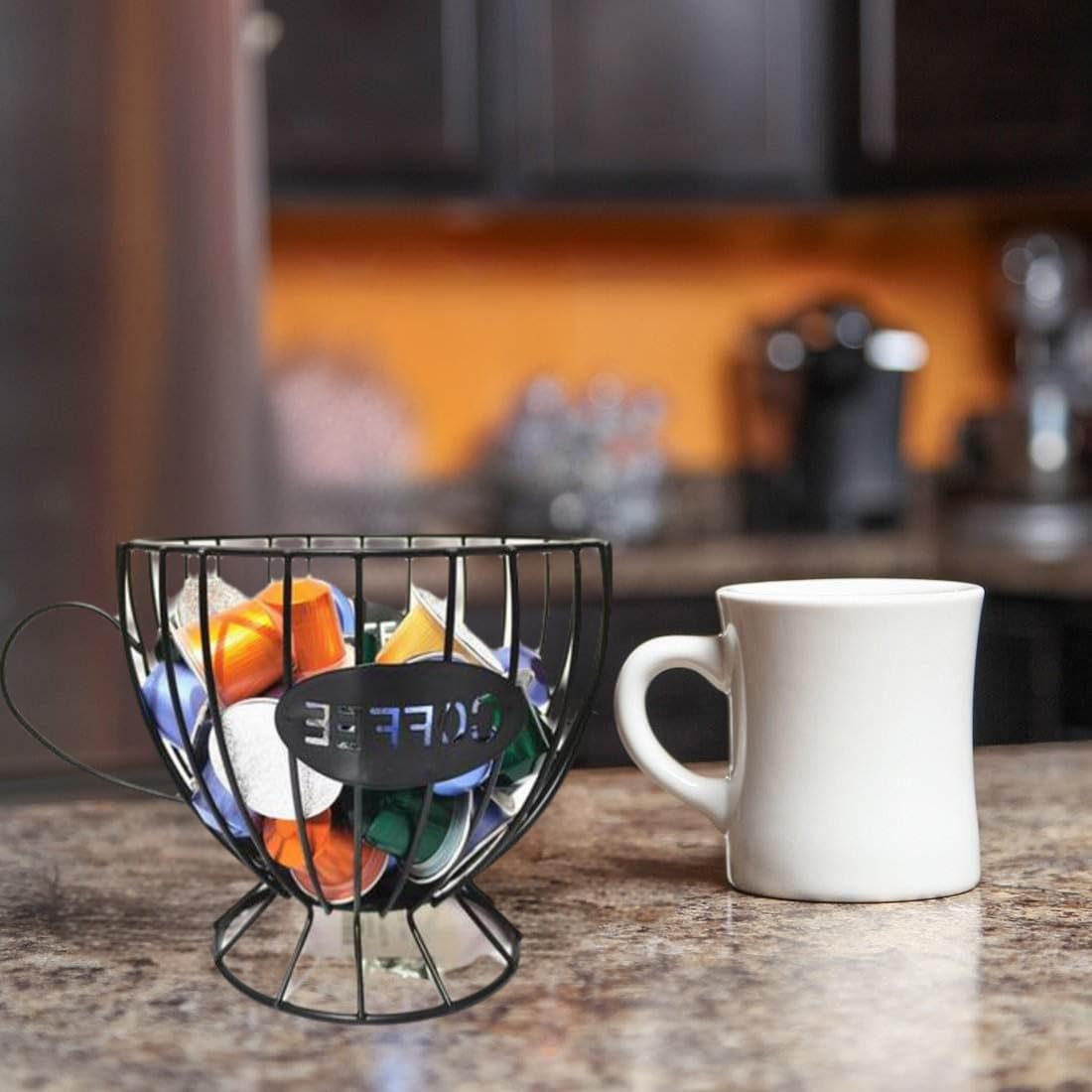 Soporte para cápsulas de café, 2 soportes para tazas K de gran capacidad para mostrador, organizador de almacenamiento de cápsulas de café para oficina, hogar, cafetería, hotel, (negro y