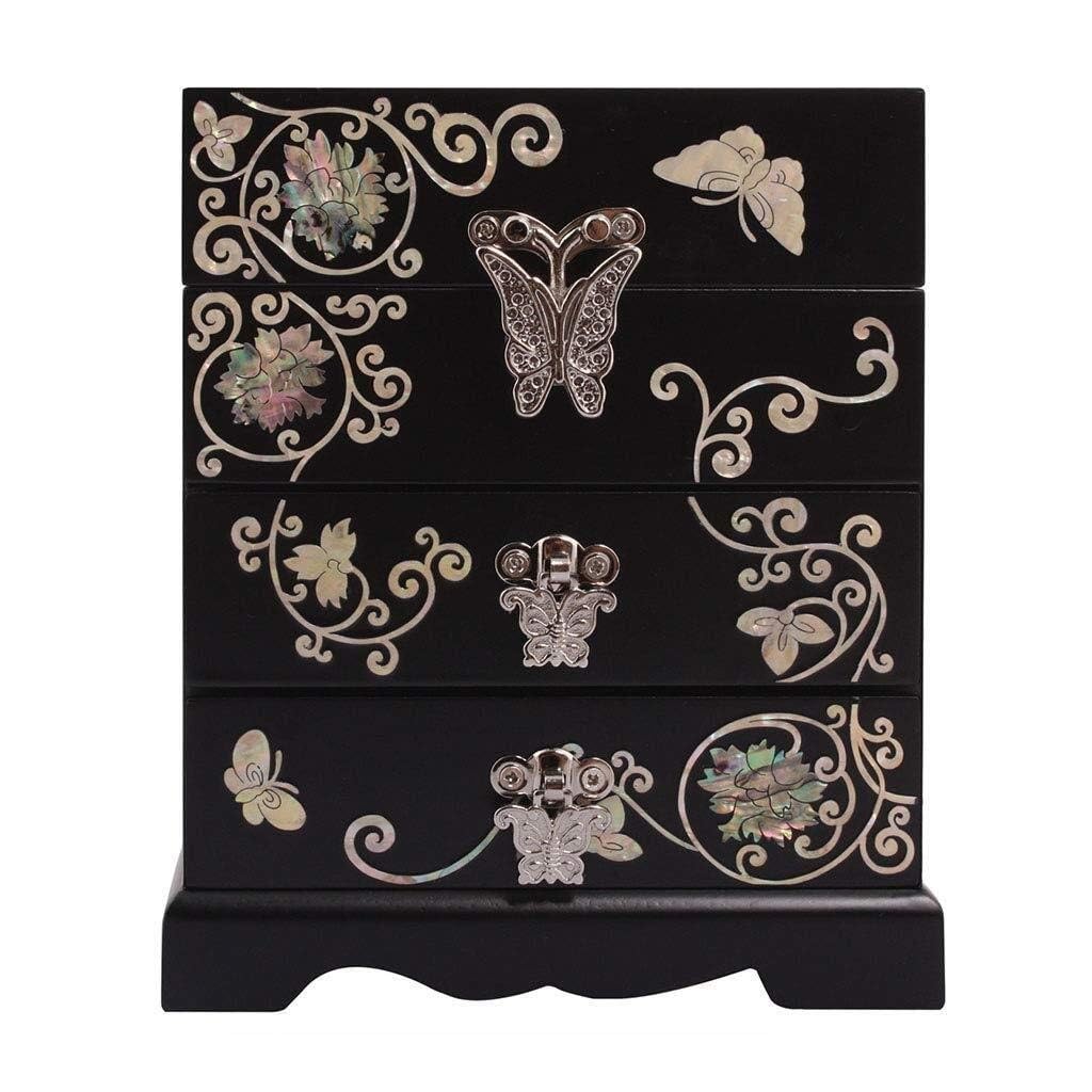 weining Jewelry Boxes Vintage Drawer Type Jewelry Chest Decorative Collectible Jewellery Organiser with Metal Lock Jewelry Box for Women