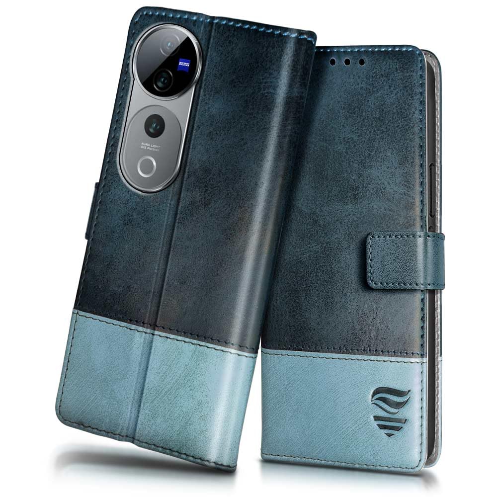 FLIPPED Vegan Leather Flip Case Back Cover for Vivo V40 | V40 Pro 5G | T3 Ultra 5G (Flexible, Shock Proof | Hand Stitched Finish | Card Pockets Wallet & Stand | Blue with Aquamarine) (B0DCP4XZQ2) Amazon Price History, Amazon Price Tracker