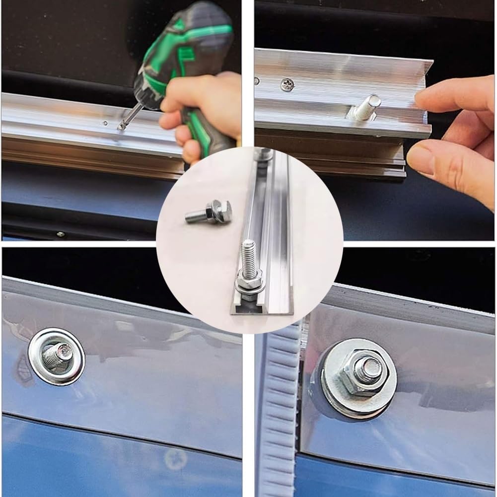 Zestaw magnetycznych drzwi z PCW – 2 przezroczyste panele z aluminiową szyną do izolacji termicznej i akustycznej, komercyjna, wiatroszczelna przegroda (0,4 x 2 m)