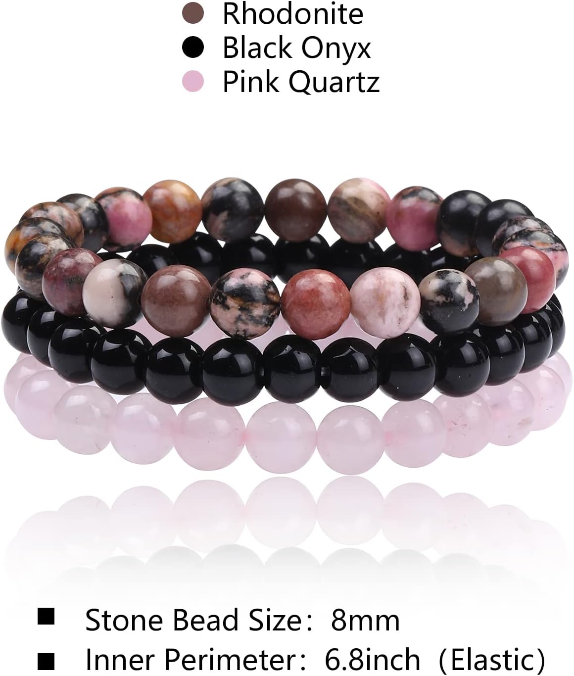 Healing Bracelet for Women Anxiety Crystal Bracelet Chakra Beaded Bracelets Calming Stretch Bracelet Rose Quartz Crystals Healing Stones Bracelet Stress Relief Gifts for Women image 2