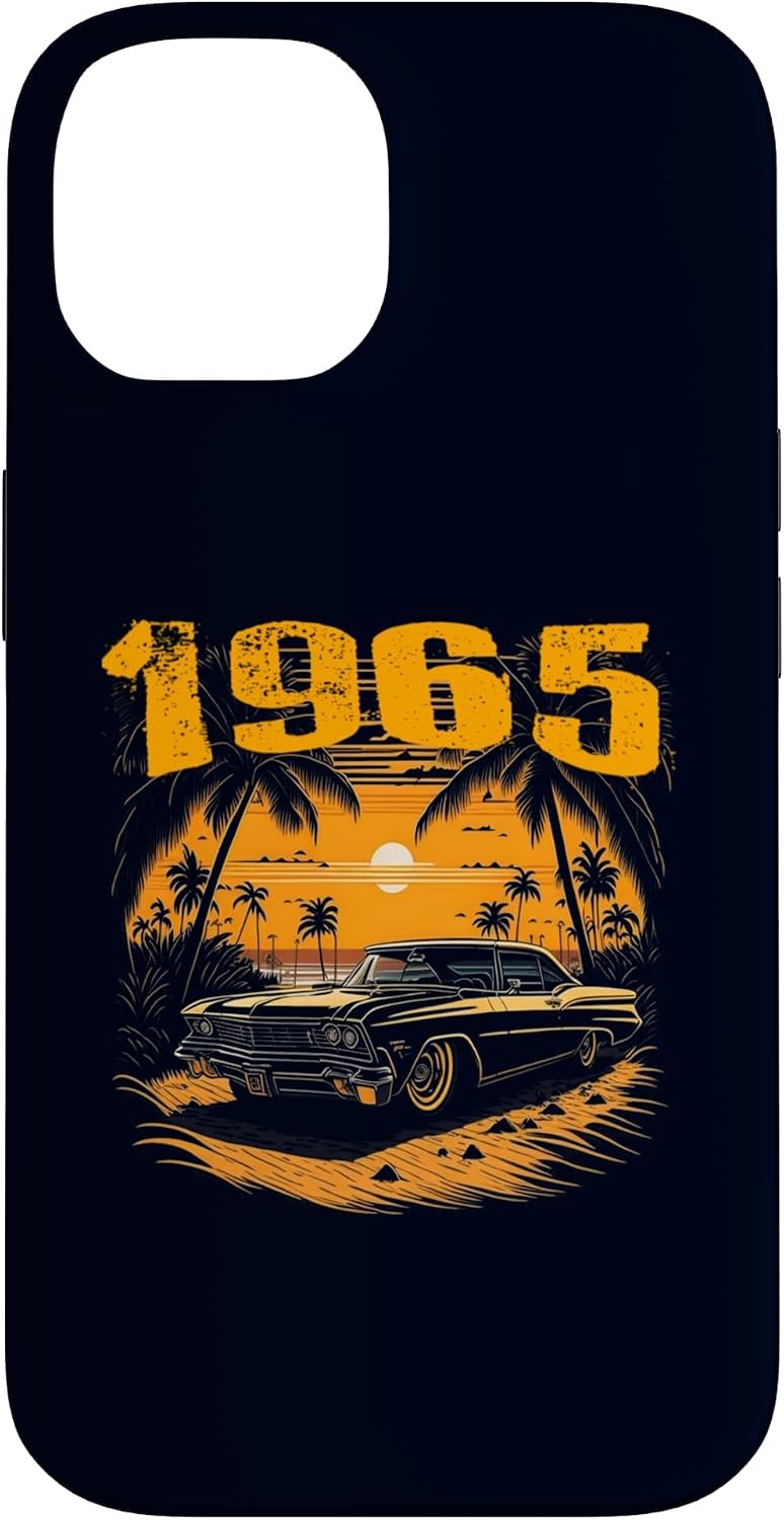 1965 Retro Vintage Birthday Old Car Classic Sunset Palm Tree Case for iPhone 11 image 4