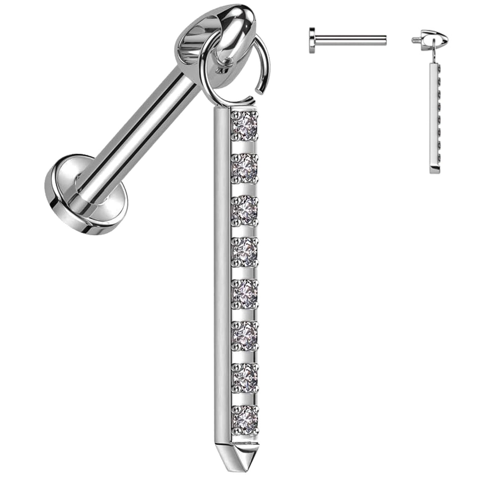 CHUANCI 1PC Minimalist Dangle G23 Solid Titanium Cartilage Earrings Stud 16G Internally Threaded Heart Helix Medusa Piercing Jewelry