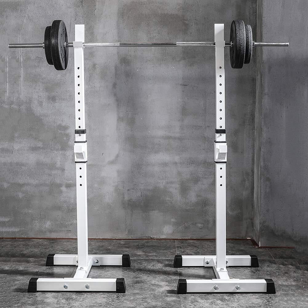 Rack de sentadillas resistente, soporte ajustable multifunción para barra de pesas para gimnasio en casa, estructura de acero con almohadillas antideslizantes para los pies, equipo de entrenamiento d