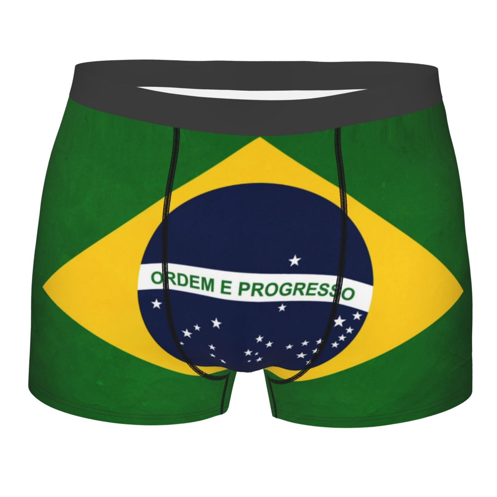 Melbrakin I Love Brazil Flag Men's Underwear Breathable Boxer Briefs Stretch Trunks