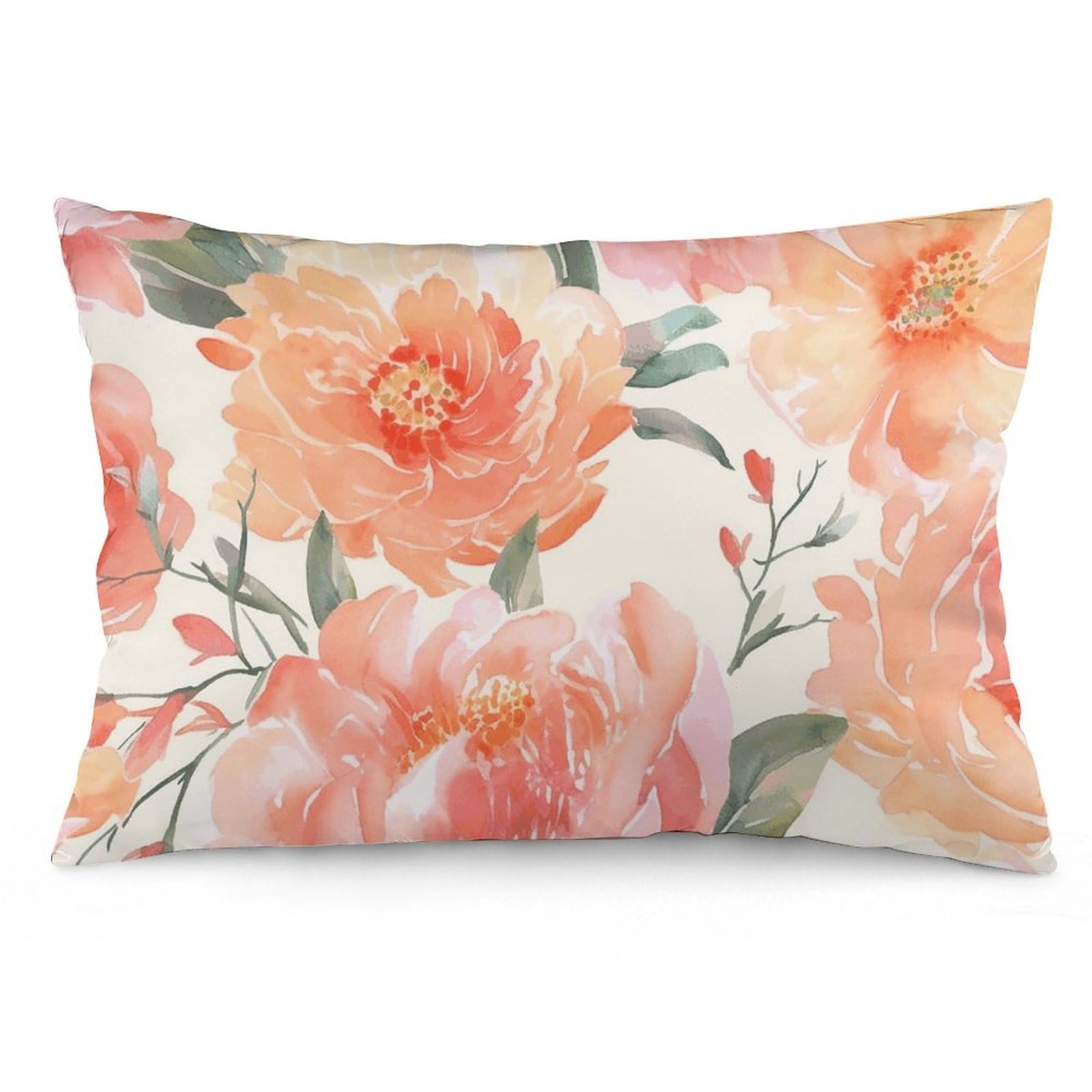 NONHAI 2 Pack Pillow Cases for Hair and Skin, Soft Breathable Pillow Case Covers with Hidden Zipper, Peach Peony Pillowcase 16 "x24 Pillow Covers for Sleeping Gift
