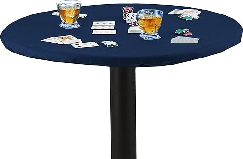 Mantel redondo azul de fieltro para mesa de póquer, para juego de cartas, elástico ajustable de 54 a 60 pulgadas