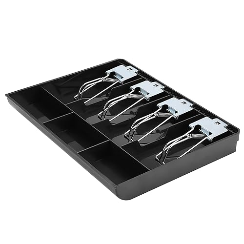 Miniatura 2 de Bandeja de repuesto para caja registradora de efectivo con clip de metal, cuatro cajas, conveniente de usar (negro)