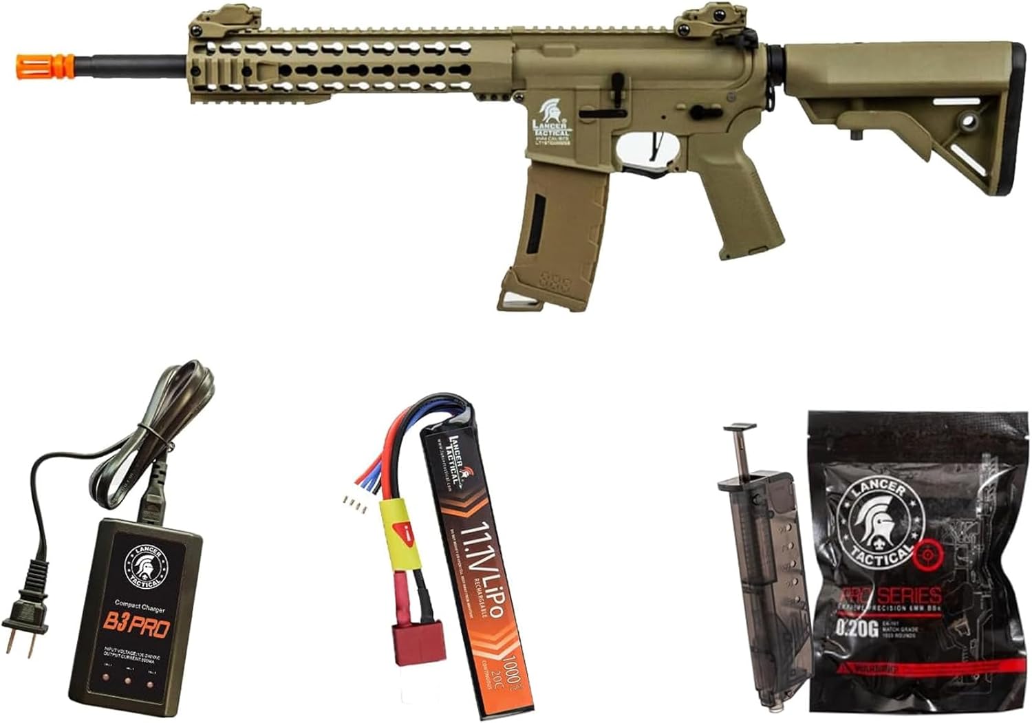 Lancer Tactical Gen 3 10" Keymod Airsoft M4 Carbine with Programmable Mosfet/ETU-Electric Full/Semi-Auto AEG Rifle (Lipo Battery & Charger Included)
