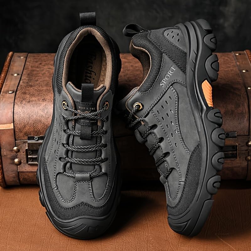 [Durable Hiking Shoes] Durable Synthetic & Rubber Men's Sport Outdoor Hiking Shoes | Slip-Resistant All-Season Casual Work Boots for Trekking, Travel, All-Day Comfort, Hiking Accessories