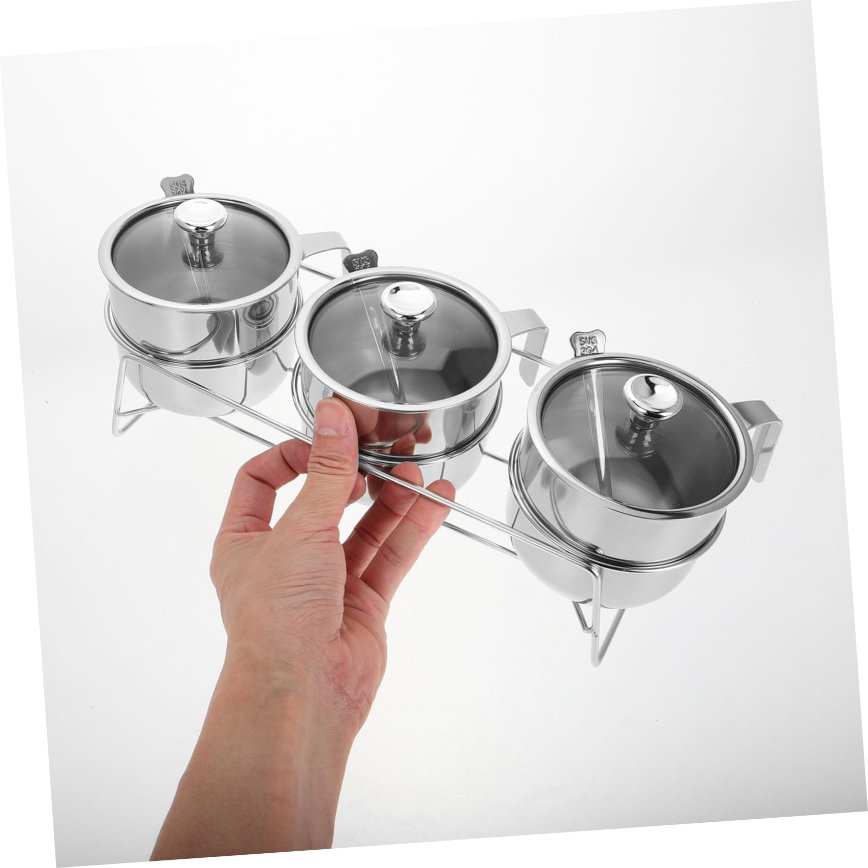 Luxshiny 1 Juego Frascos de Especias Inoxidable con Tapa de Vidrio Transparente Organizadores de Condimentos para Cocina para Sal y Especias