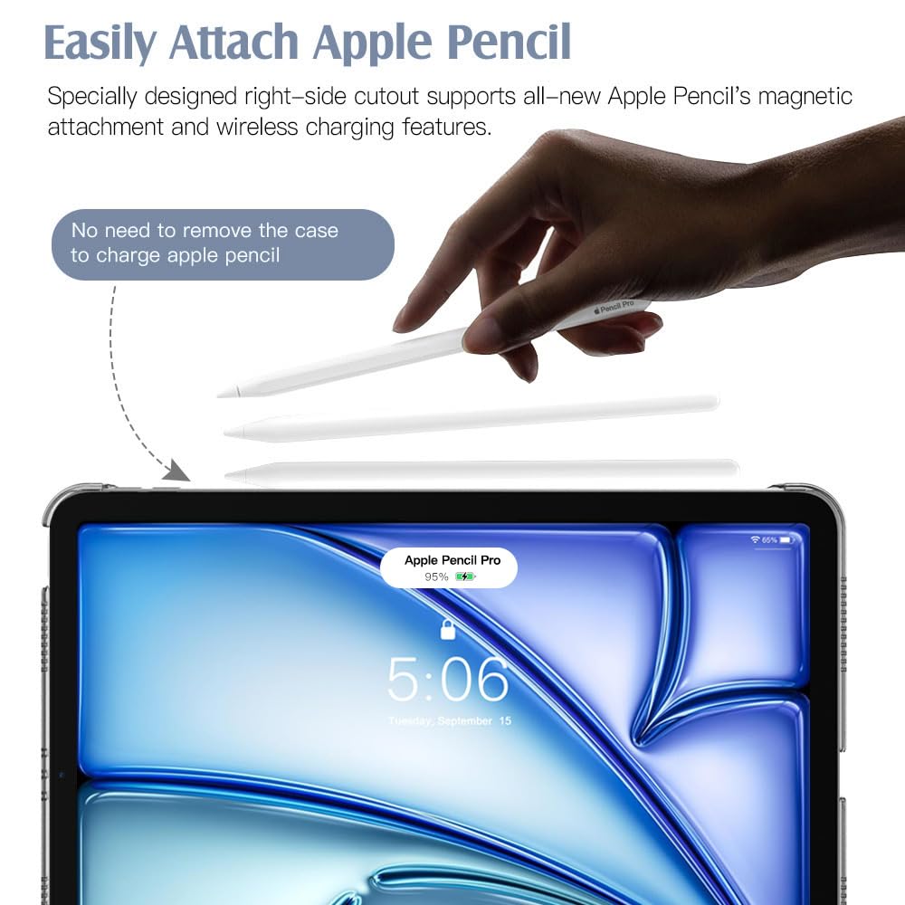 Coque IPad Air 11 Pouces TiMOVO - Dos Transparent, Fonction Sommeil/Réveil Auto, Compatible M3/M2 2024-2025